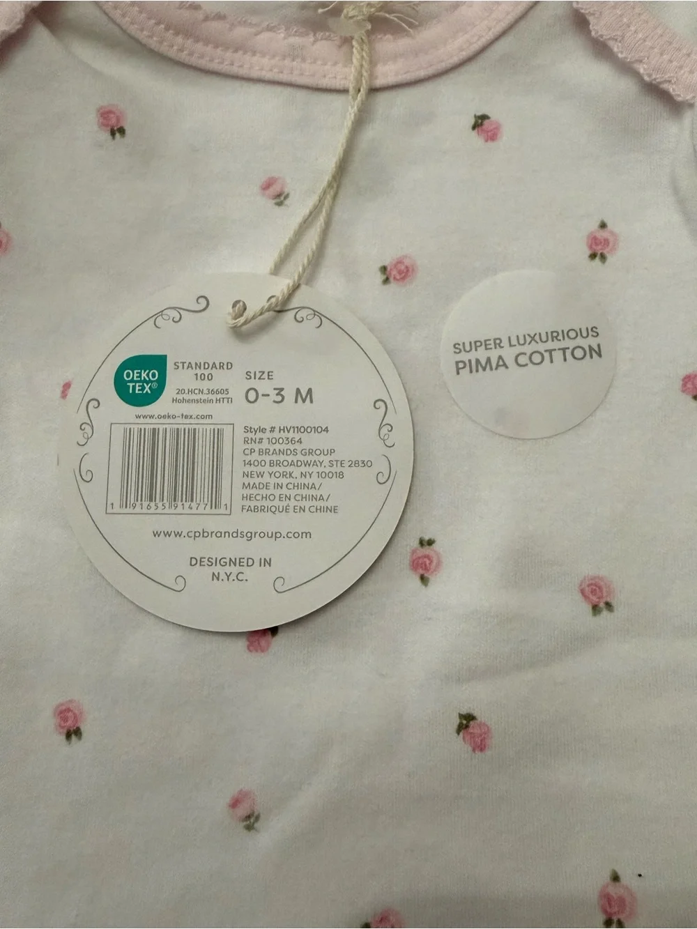 Luxe Threads Baby Girl 0-3M Pima Cotton Bodysuit 3 Pack Floral Pink NWT